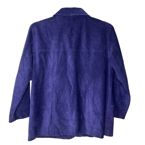 Vintage St Johns Bay Suede Leather Coat Women's Petite Large Purple‎ Button Up - Picture 3 of 8